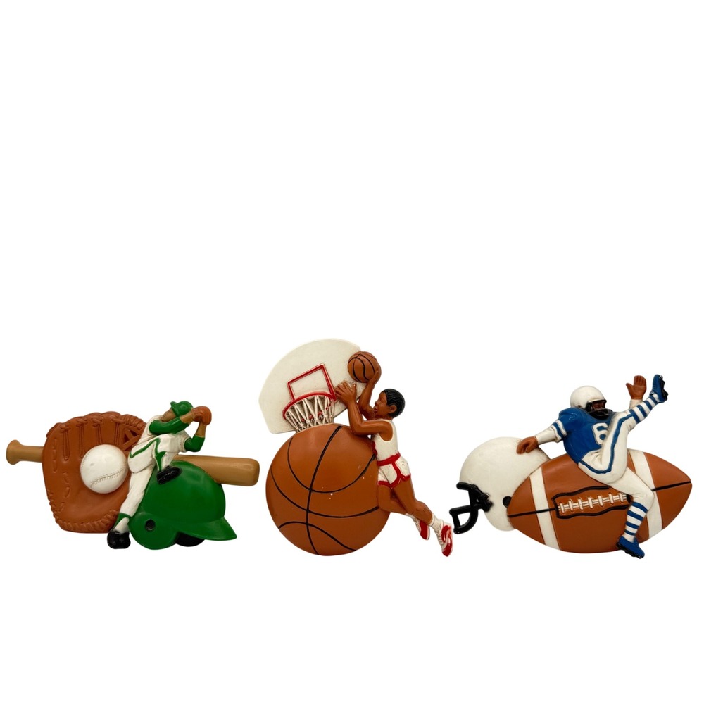 Vintage Sports Wall Plaques‎ Set-3 Burwood Products Decor Retro Nursery Art USA